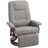 360?? Swivel Recliner Chair with Footstool, Manual Recliner Armchair, Faux Leather, Grey