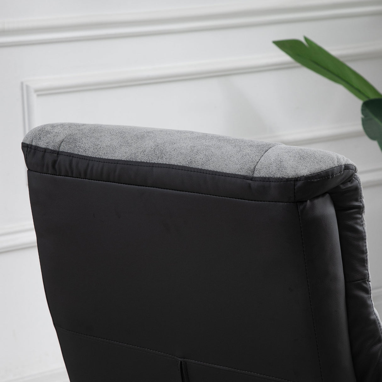 Fabric Recliner Sofa Armchair with Footstool, Swivel, Grey