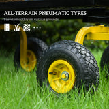 Garden Trolley Cart: Heavy Duty, 10" Pneumatic Wheels, 150kg Capacity, Yellow