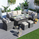 Santiago 6-Pieces Outdoor Conversation Set with Rectangular Firepit Table (PAS-1403B+1106R)
