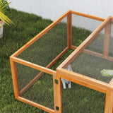 Rabbit Hutch Cage 6ft, Wire Mesh, Openable Roof, Natural Wood Finish