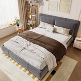 Upholstered Bed, Hydraulic Storage Function, 4ft6 Double 135x190cm, Removable Headboard, Velvet + Plywood, Grey