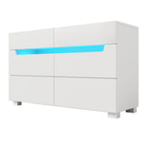 6-Drawer Chest of Drawers with RGB LED Lights - Modern White Storage Sideboard with App Control and Cut-Out Handles