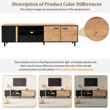 Modern 180cm TV Stand, Lowboard, TV Cabinet, TV Unit, TV Entertainment Center, Oak & Black Media Console with Drawer & Cabinets, Industrial Low Storage Cabinet for Living Room, TVs up to 75"