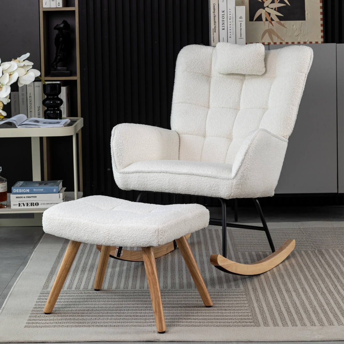 Rocking Recliner Chair - Padded Lounge Chair with Cushion for Living Room and Bedroom