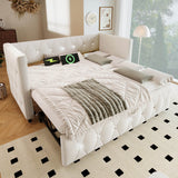 3ft Velvet Daybed with Trundle - Upholstered Sofa Bed with USB & Type-C Charging Ports, Beige