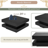 Black High Gloss Coffee Table with 360¡ã Rotating Top & LED