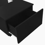 LED Coffee Table with Storage - 2 Tiers, 2 Drawers, Black