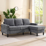 L Shaped Corner Sofa - 3 Seater Sectional Couch with USB & Cup Holder, Grey