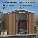 Metal Garden Tool Storage Shed, 7 x 4ft Lockable with Foundation and Vents, Light Brown