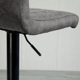 Adjustable Barstools Set of 2, Swivel Counter Bar Chairs with Footrest and Gas Lift, Grey PU Leather