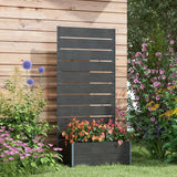 Garden Planter Box 34 x 69.5cm with Back Trellis, Black