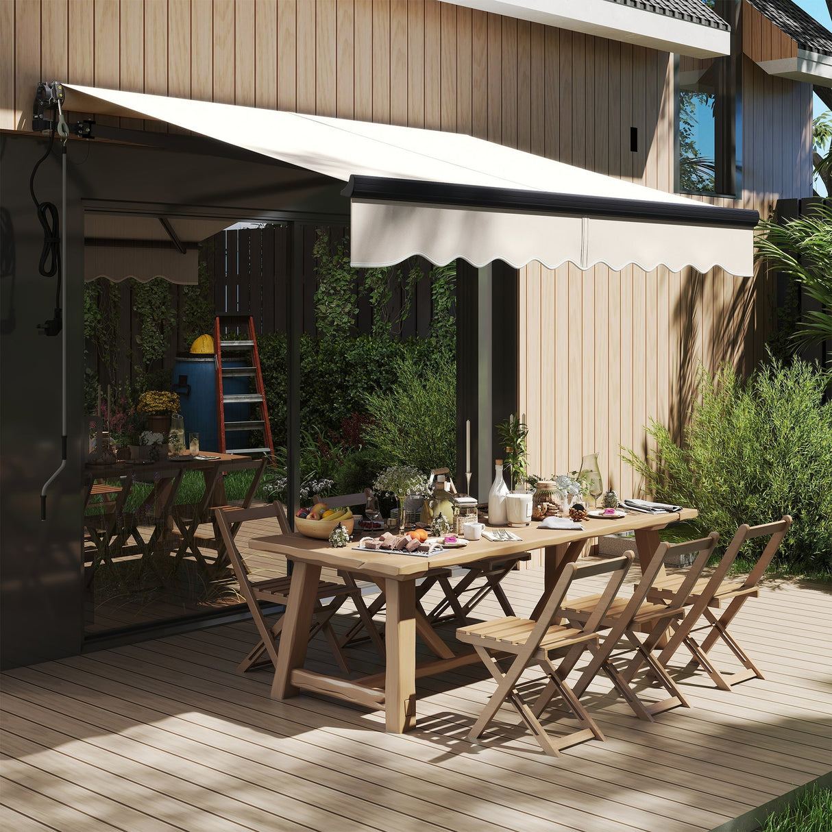 Electric Awning 2.5 x 2m, Remote Control Retractable UV30+ Sun Shade, Aluminium Beige