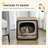 TV Shape Cat Scratching Board House, 2-in-1, with Catnip for Indoor Cats, Brown