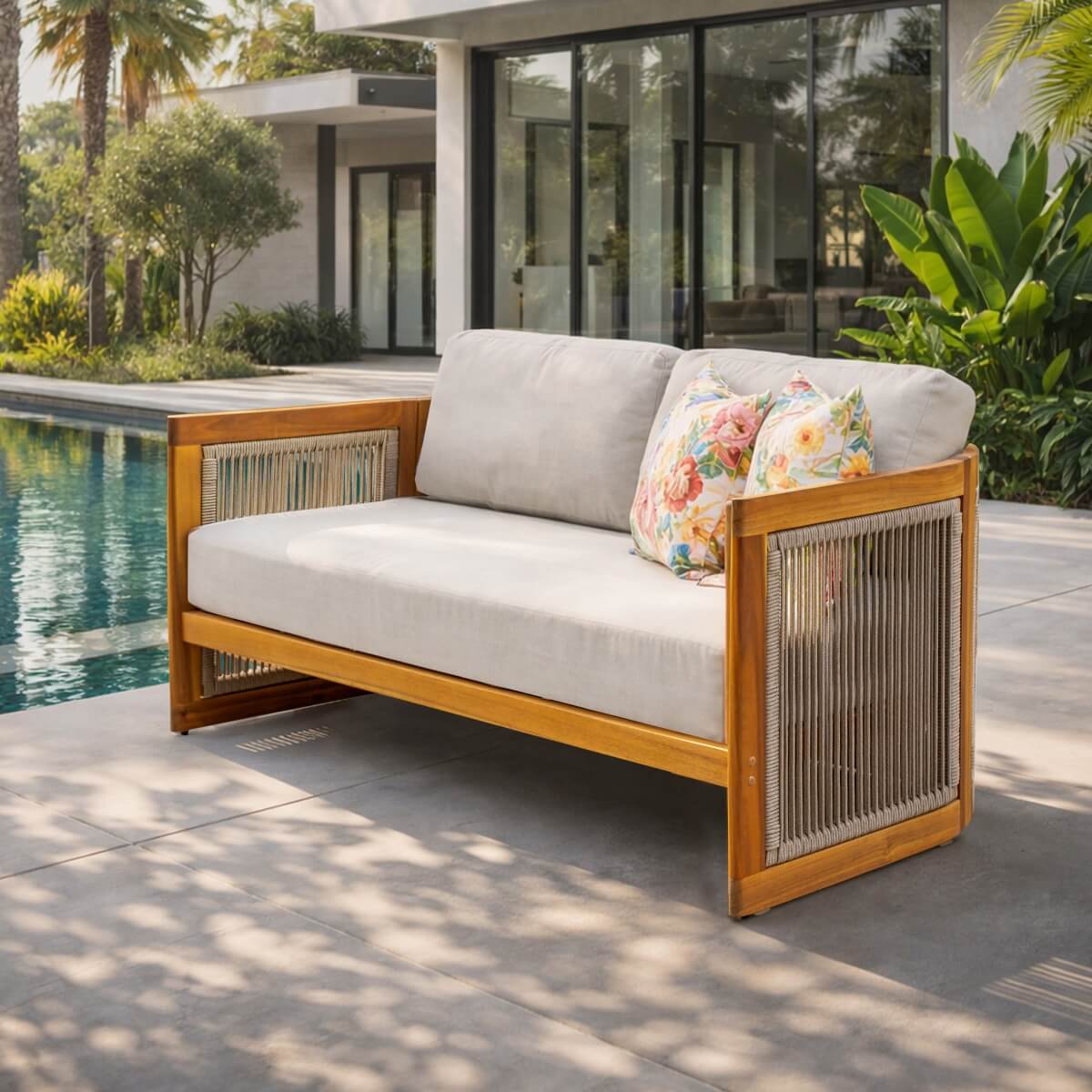 CAVEN Solid Wood Outdoor 2-Seater Sofa