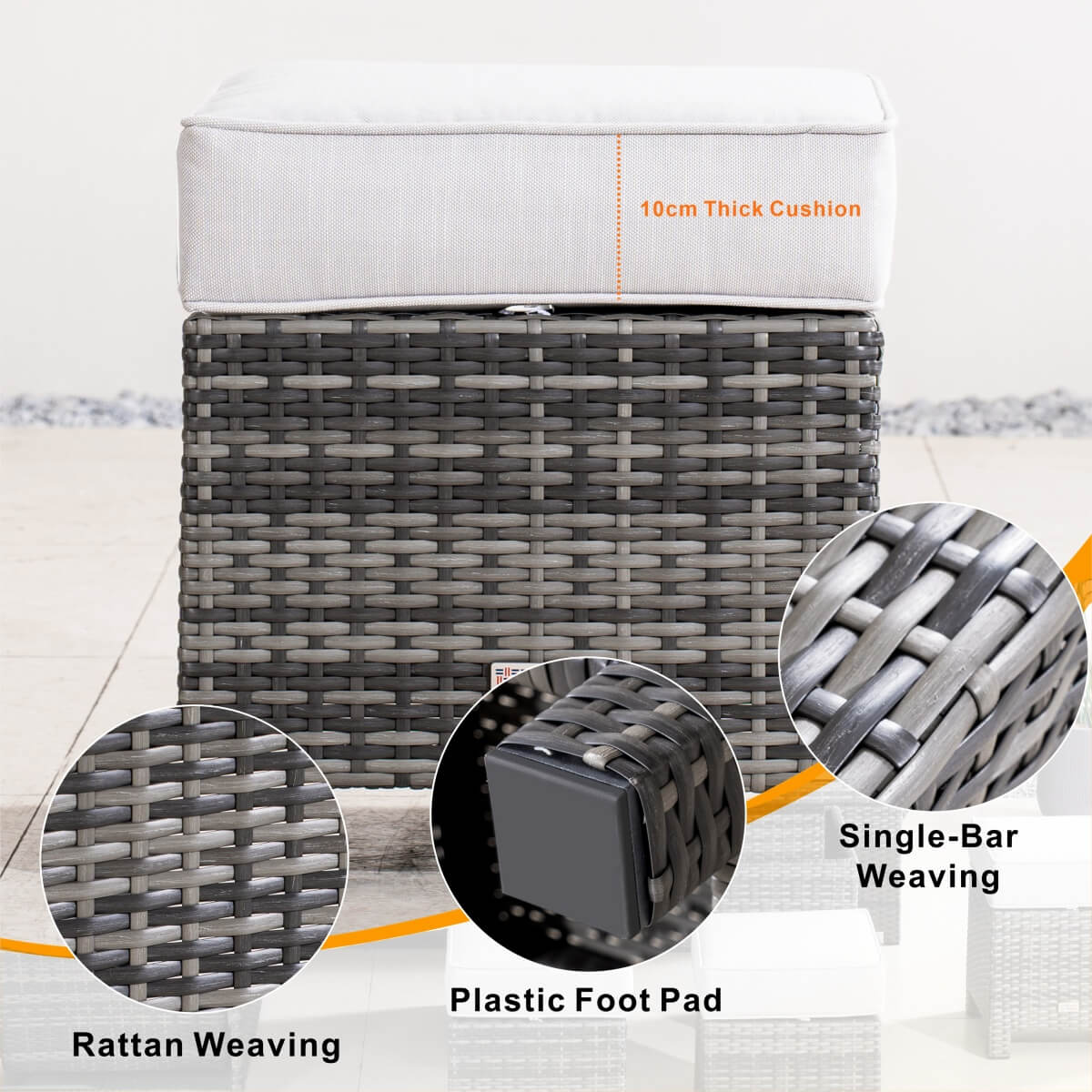 Premium Aluminium Modular Sofa Set - 9-Seater with Gas-Lift Armrests & Adjustable Table, Grey/Brown