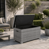 Small Outdoor Rattan Storage Box - Weather-Resistant Garden Storage Chest, Grey