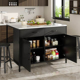 Standing Desk Bar Table - Modern Marble Effect Counter Height Table for Kitchen & Dining Room, Black
