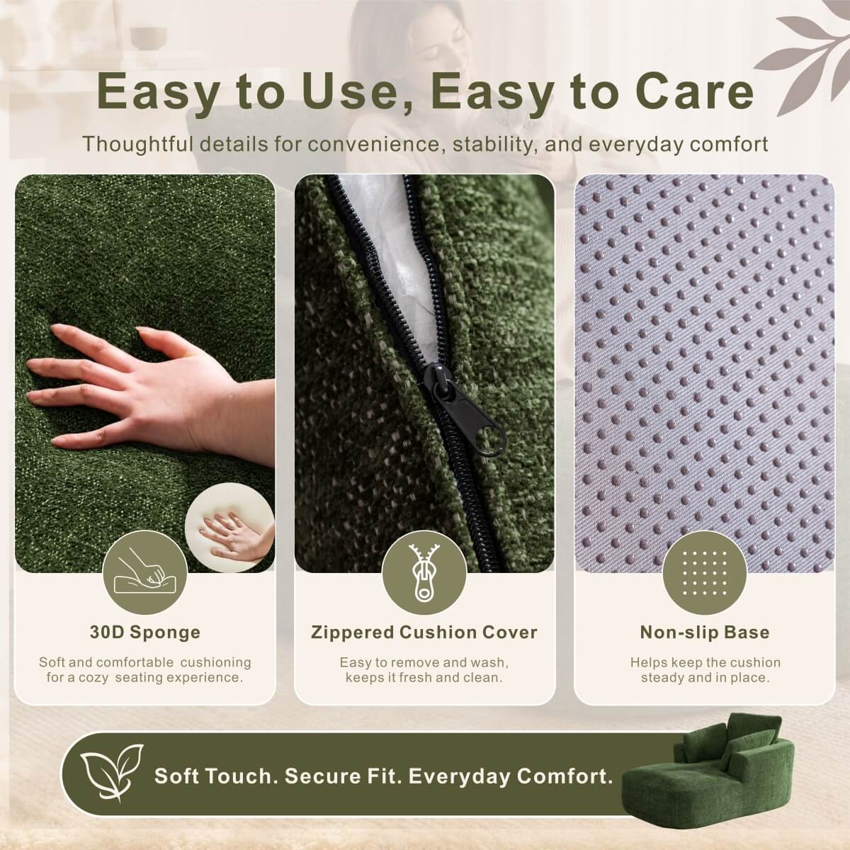SOFTY Compressed Indoor Lounge Sofa Chair - Green