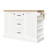 Kitchen Island Trolley with Foldable Worktop - Kitchen Cart on Wheels with Double-Sided 3-Tier Storage Shelves, 3 Drawers and Lockable Castors