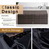 7 Seater Rattan Garden Sofa Set – Outdoor Lounge Set with Storage Coffee Table and Footstools