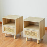 Set of 2 Solid Wood Side Cabinets - Freestanding Storage Cabinets