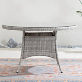 4 Seater Round Rattan Outdoor Dining Table - Garden Patio Dining Table