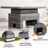 Premium Aluminium Modular Sofa Set - 9-Seater with Gas-Lift Armrests & Adjustable Table, Grey/Brown