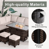 9-Seater Aluminium Fire Pit Sofa Set - Lift-Top Table with Adjustable Armrests