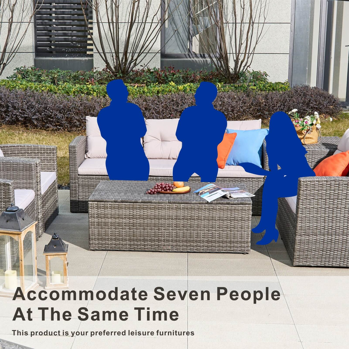 7-Seater Outdoor Sofa Set with Storage Box - PAS-1503-GR