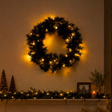 Realistic Christmas Wreath with Pine Cones - Full PVC Foliage Wreath with Pre-Lit LED Lights for Festive Door & Home Decoration