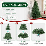 Realistic Full Green Artificial Christmas Tree - PVC Xmas Tree for Easy Setup & Indoor Festive Decoration, 6ft/7ft/8ft
