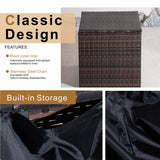 9 Seater Outdoor Rattan Fire Pit Sofa Set – Garden Lounge with Adjustable Height Rectangular Fire Pit Table