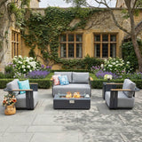 VAREL 4-Piece Sofa Set with ZENITH Fire Pit Table (2 Armchairs + 2-Seater)