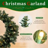Artificial Christmas Wreath - Realistic PVC Foliage Wreath with Pre-Lit LED Lights for Festive Home & Door Decoration