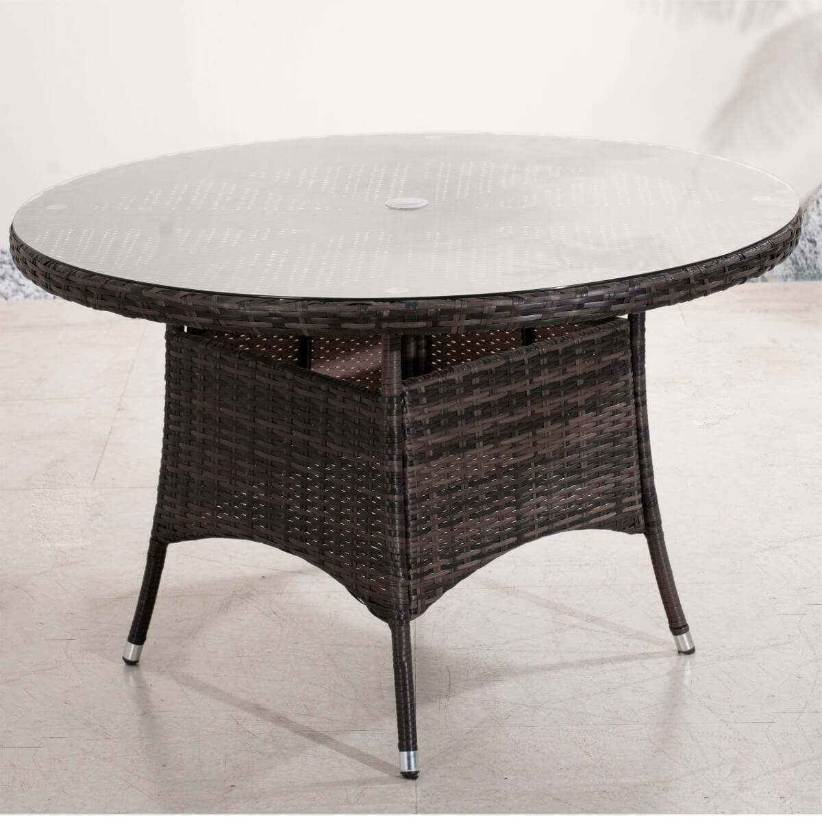 4 Seater Round Rattan Outdoor Dining Table - Garden Patio Dining Table