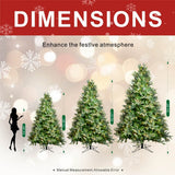 Lush Full Green Artificial Christmas Tree - Realistic Xmas Tree with Pre-Lit LED Lights for Festive Home Decoration, 6ft/7ft/8ft