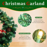 PVC & PE Evergreen Christmas Wreath with Red Berry Clusters & Pine Cones