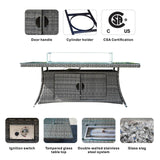 9 Seater Outdoor Rattan Fire Pit Sofa Set – Garden Lounge with Rectangular Fire Pit Table and Side Table with Built-In Storage