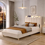 3ft Single Upholstered Storage Bed - Velvet Bed Frame with Storage Headboard, USB & Type-C Charging Ports and Reading Light, Beige