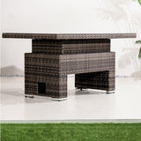 Outdoor Rattan Lift-Top Table with Tempered Glass Top - Garden Coffee Table