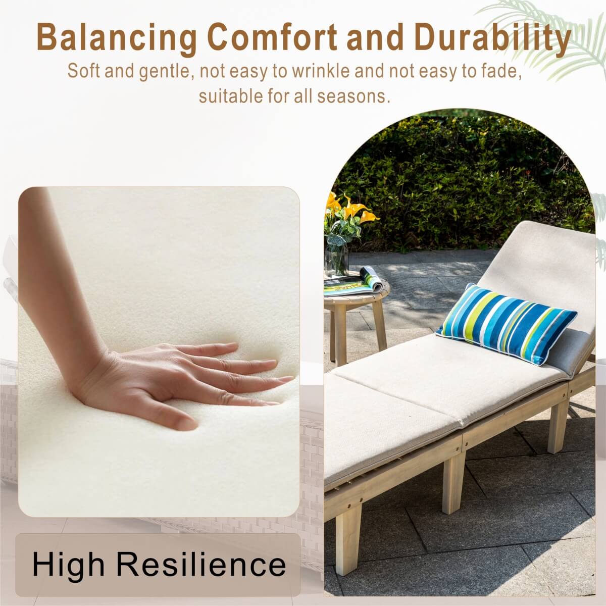 Wooden Garden Sun Lounger Set - Adjustable Backrest with Side Table