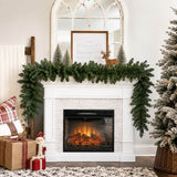 Pre-Lit Christmas Garland - Realistic PVC Foliage Garland with LED Lights for Festive Decoration