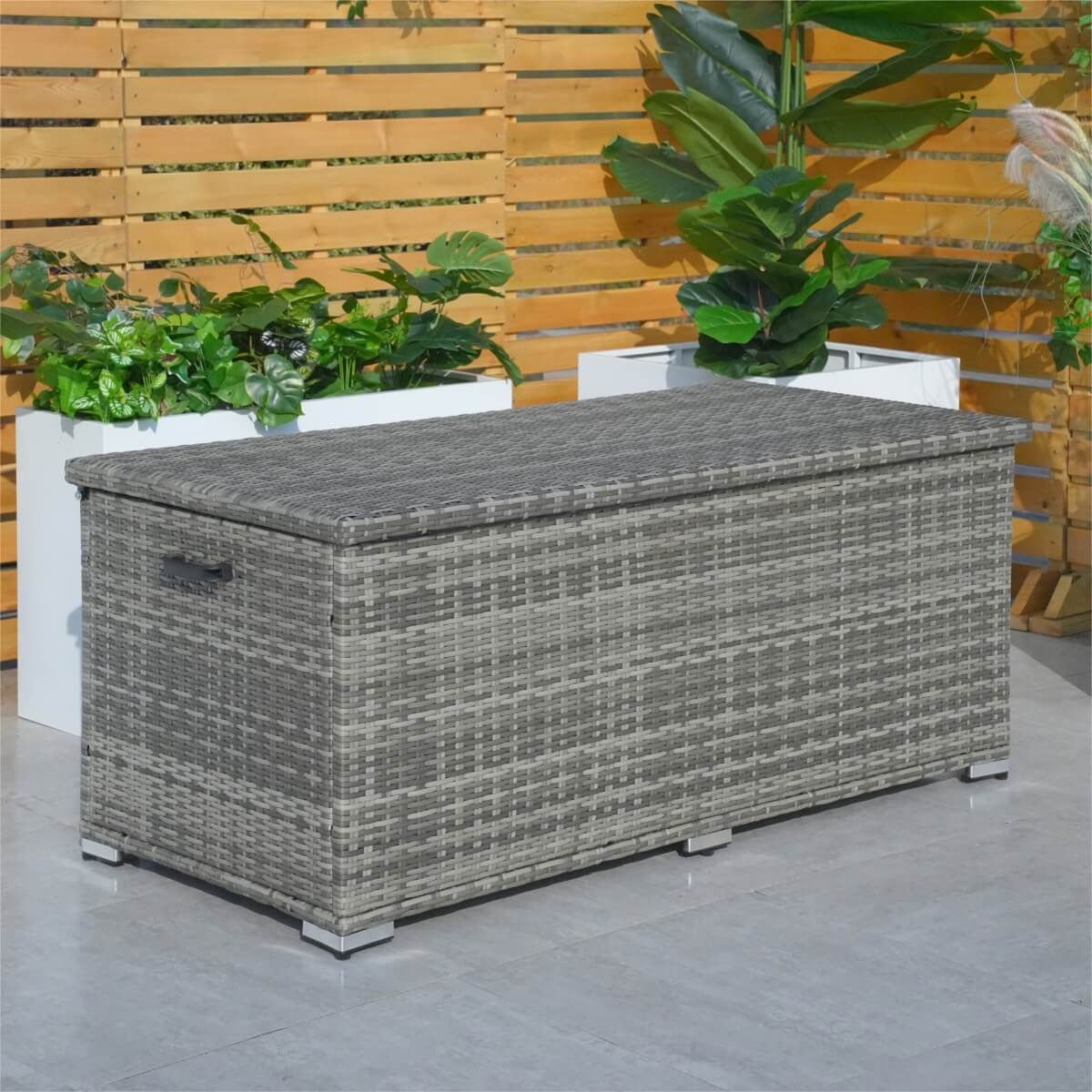 Rattan Garden Storage Box - Medium Outdoor Patio Storage Chest