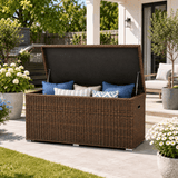 Large Outdoor Wicker Storage Box - Weatherproof Garden & Patio Chest