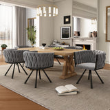 Set of 2 Velvet Swivel Dining Chairs - Luxury Armchairs, Grey