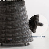 Round Grey Rattan Outdoor Coffee Table - Aluminium Frame Garden Patio Side Table