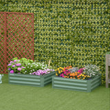Raised Garden Bed, Set of 2 291L Elevated Galvanised Planter Box for Flowers and Herbs, Green