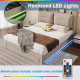 5ft King Size Upholstered Storage Bed – Velvet Hydraulic Bed with End Drawers, LED Light Strips