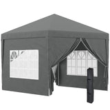 Pop Up Gazebo Water Resistant with Carry Bag and 2 Windows, Grey